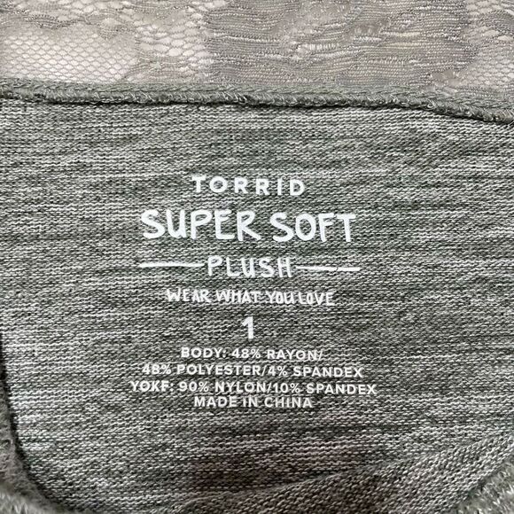 TORRID Super Soft Size 1 XL Green 3/4 Sleeve Sweater Shirt Lace Shoulders - Picture 4 of 9